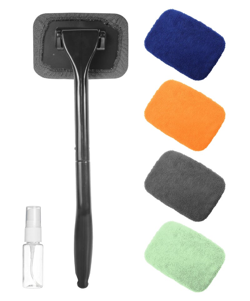 RACOONA Windshield Cleaning Tool,Car Cleaning Window Tool,Car Window Cleaner Tool,Car Accessories Car Window Cleaner with Unbreakable Extendable Handle and Microfiber Cloth for Auto Glass Wiper Car - Image 1